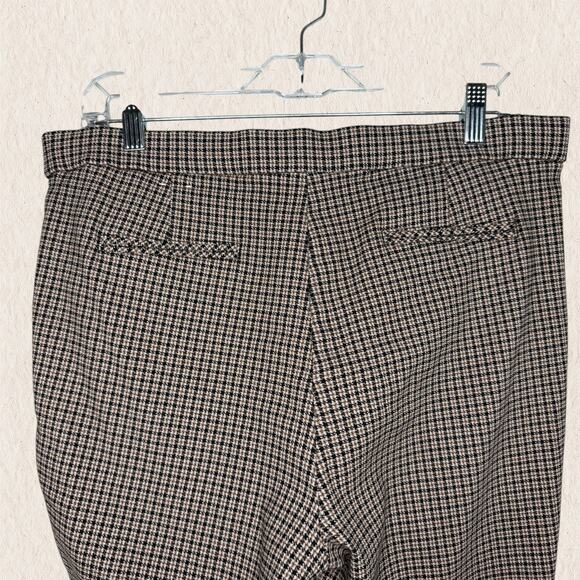 Anne Klein Pants Size L - Brown Houndstooth Check Slim Trousers Fall Workwear - Picture 7 of 12